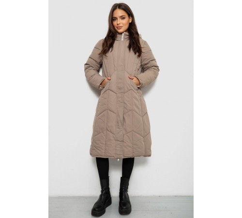 Куртка жіноча двостороння зимова, колір темно-бежевий, 244R24115