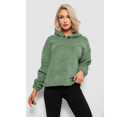 Худі жіночий однотонний з капюшоном, колір хакі, 257R14
