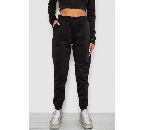 Спортивні штани жіночі на флісі, колір чорний, 238R57012