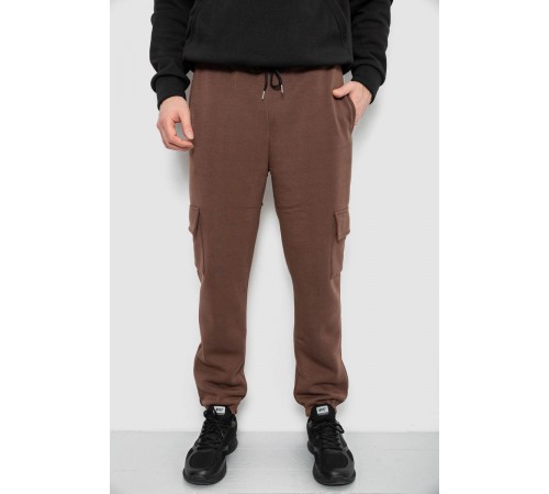 Спортивні штани чоловічі на флісі, колір коричневий, 129RA9997
