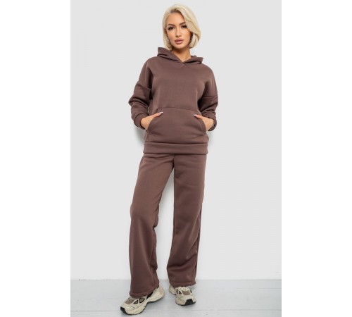 Спортивний костюм жіночий на флісі, колір коричневий, 257R87