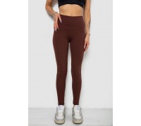 Лосины однотонные в рубчик утепленные на флисе, цвет шоколадный, 238R605