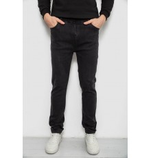 Джинси чоловічі на резинці утеплені, колір чорний, 244R665 Джинси чоловічі на резинці утеплені, колір чорний, 244R665