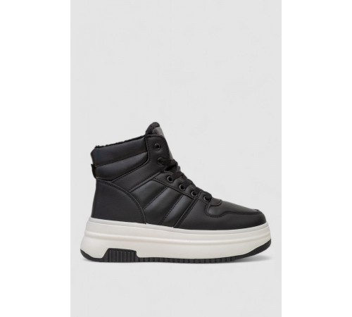 Кросівки жіночі зимові на хутрі, колір чорно-білий, 248RAM022