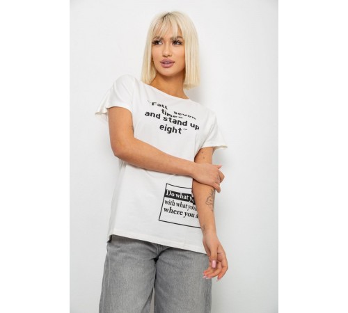 Футболка жіноча з принтом, колір молочний, 244R2004