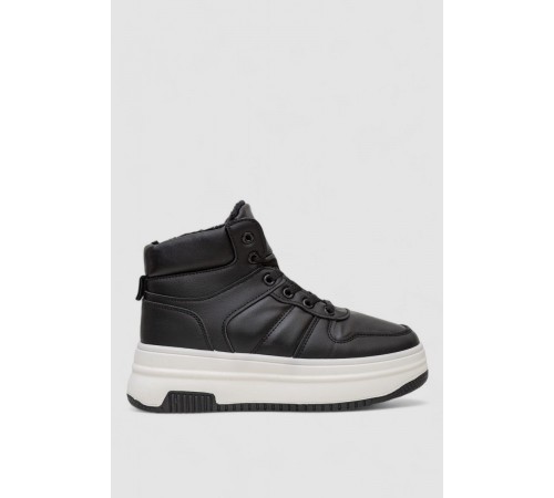 Кросівки жіночі зимові на хутрі, колір чорно-білий, 248RAM014