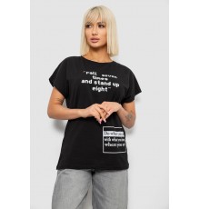 Футболка жіноча з принтом, колір чорний, 244R2004
