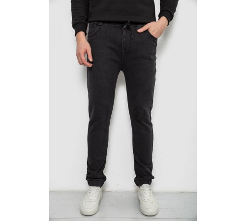 Джинсы мужские на резинке утепленные, цвет черный, 244R666