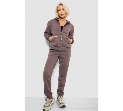 Спортивний костюм жіночий на флісі, колір коричневий, 257R86