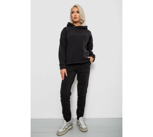 Спортивний костюм жіночий на флісі, колір чорний, 257R88