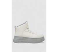 Кроссовки женские зимние на меху, цвет бело-серый, 248RAM01