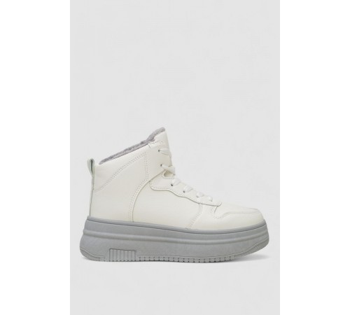 Кросівки жіночі зимові на хутрі, колір біло-сірий, 248RAM01