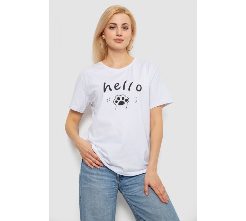 Футболка женская с принтом, цвет белый, 244R2005
