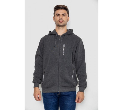 Кофта мужская на флисе с капюшоном, цвет темно-серый, 244R2536