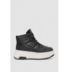 Кросівки жіночі зимові на хутрі, колір чорно-білий, 248RAM015