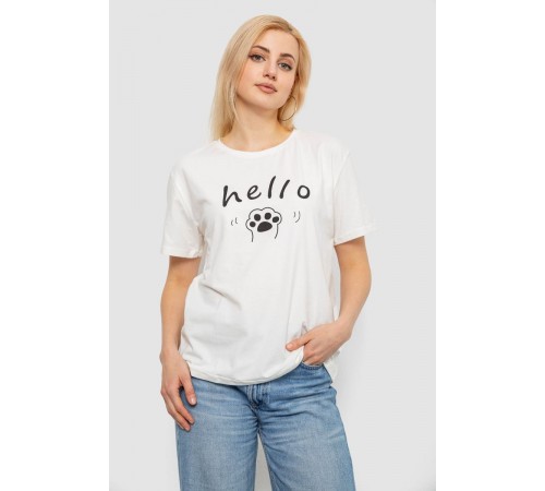 Футболка жіноча з принтом, колір молочний, 244R2005