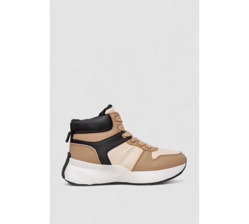 Кросівки жіночі зимові на хутрі, колір бежево-чорний, 248RXM17-93