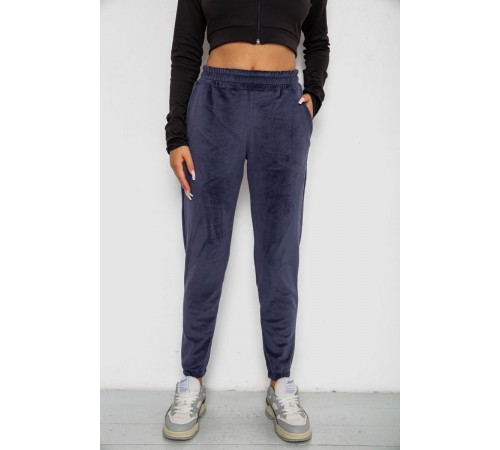 Спортивні штани велюрові жіночі на флісі, колір синій, 238R58648