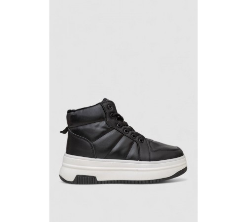 Кросівки жіночі зимові на хутрі, колір чорно-білий, 248RAM013