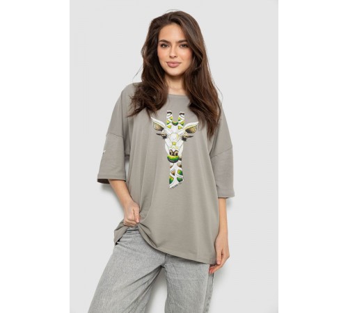 Футболка жіноча з принтом, колір сірий, 244R2012