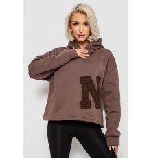Худі жіночий з капюшоном на флісі, колір коричневий, 257R335