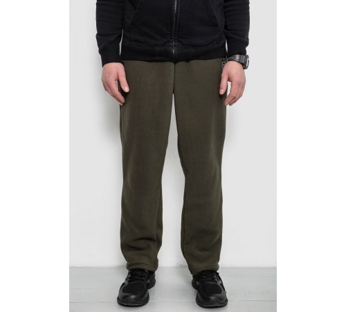 Спортивні штани чоловічі однотонні на поларфлісі, колір хакі, 257R21