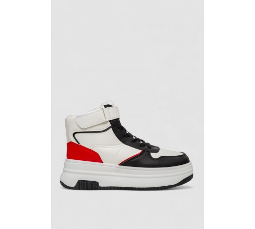 Кросівки жіночі зимові на хутрі, колір біло-чорний, 248RAM04