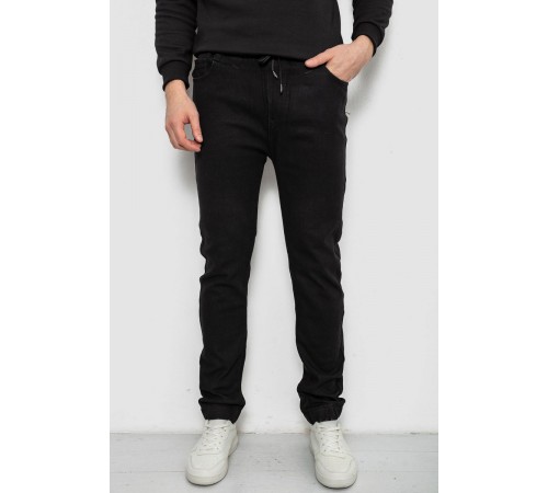 Джинсы мужские на резинке утепленные, цвет черный, 244R664-5