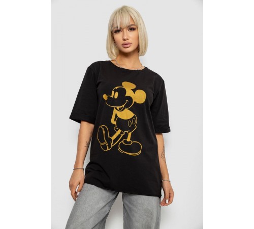 Футболка жіноча з принтом, колір чорний, 244R1023