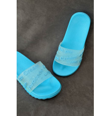 Шлепанцы женские с аппликацией, цвет голубой, 243R5030-213A