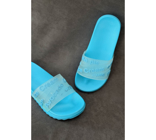 Шлепанцы женские с аппликацией, цвет голубой, 243R5030-213A