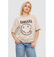 Футболка жіноча з принтом, колір бежевий, 244R2010