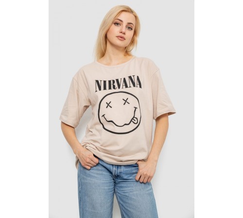 Футболка жіноча з принтом, колір бежевий, 244R2010