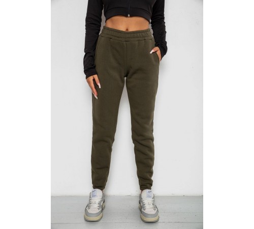 Спортивні штани жіночі на флісі, колір хакі, 238R57012