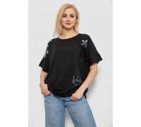 Футболка жіноча з принтом, колір чорний, 244R4021