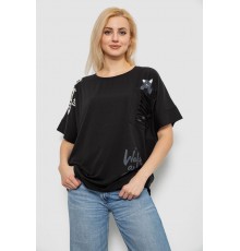 Футболка жіноча з принтом, колір чорний, 244R4021