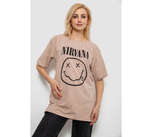 Футболка жіноча з принтом, колір мокко, 244R2010