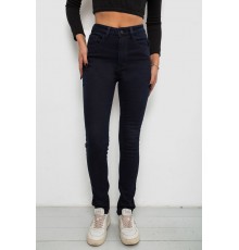 Джинси жіночі однотонні на флісі, колір темно-синій, 244RS017