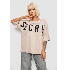 Футболка жіноча з принтом, колір світло-бежевий, 244R3008-1