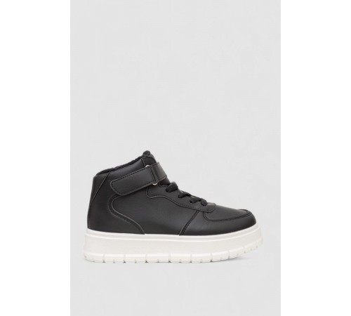 Кросівки жіночі зимові на хутрі, колір чорно-білий, 248RMB05