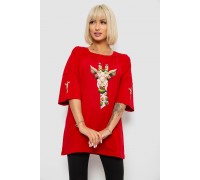 Футболка женская с принтом, цвет красный, 244R2012