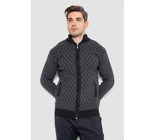 Кофта мужская на молнии, цвет черно-серый, 161R1013