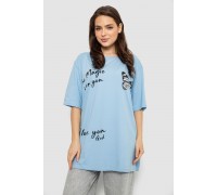 Футболка женская с принтом, цвет голубой, 244R3006