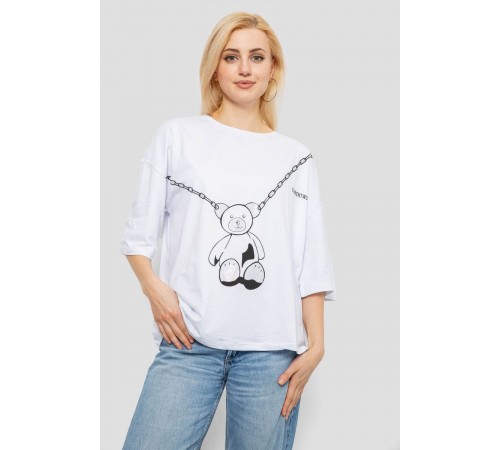 Футболка женская с принтом, цвет белый, 244R2016