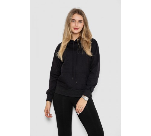 Худі жіночий на флісі, колір чорний, 242R053