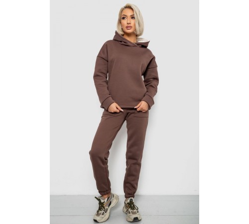 Спортивний костюм жіночий на флісі, колір коричневий, 257R88