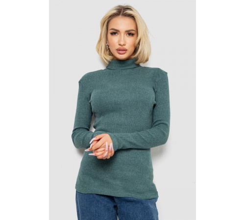 Гольф женский однотонный в рубчик, цвет зеленый, 238R803