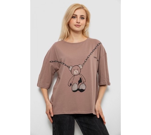 Футболка жіноча з принтом, колір мокко, 244R2016