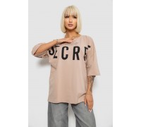 Футболка жіноча з принтом, колір бежевий, 244R3008-1