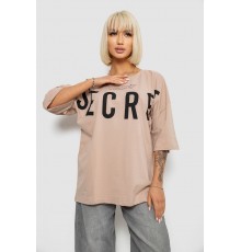 Футболка жіноча з принтом, колір бежевий, 244R3008-1
